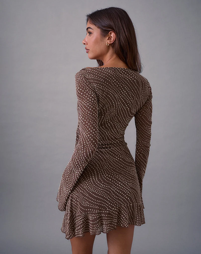 Mini robe Sumiko en flocon de pois abstrait marron