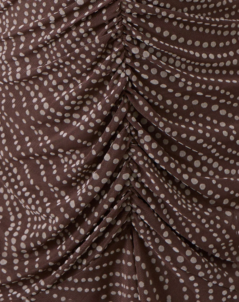 Mini robe Sumiko en flocon de pois abstrait marron