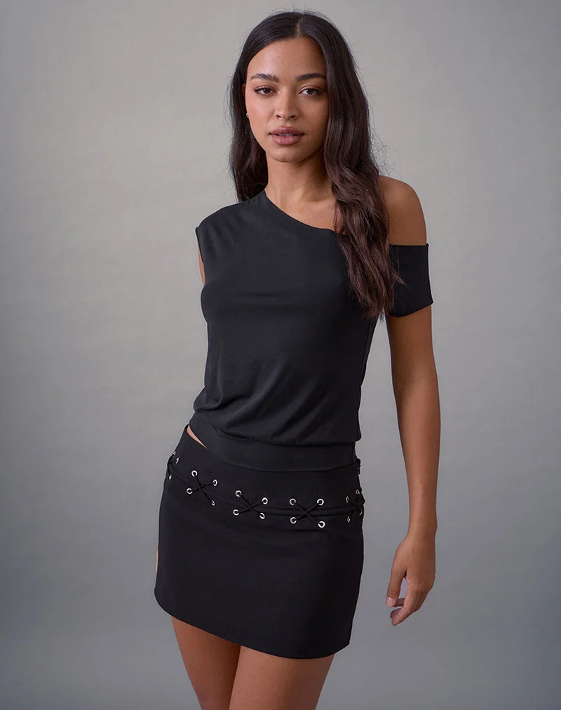 Olma - Minijupe à lacets, tailleur, noir