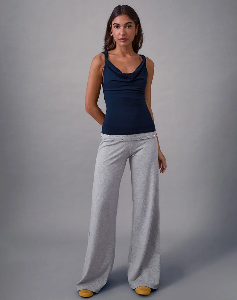 Imrie Open Back Top in Rayon Jersey Navy