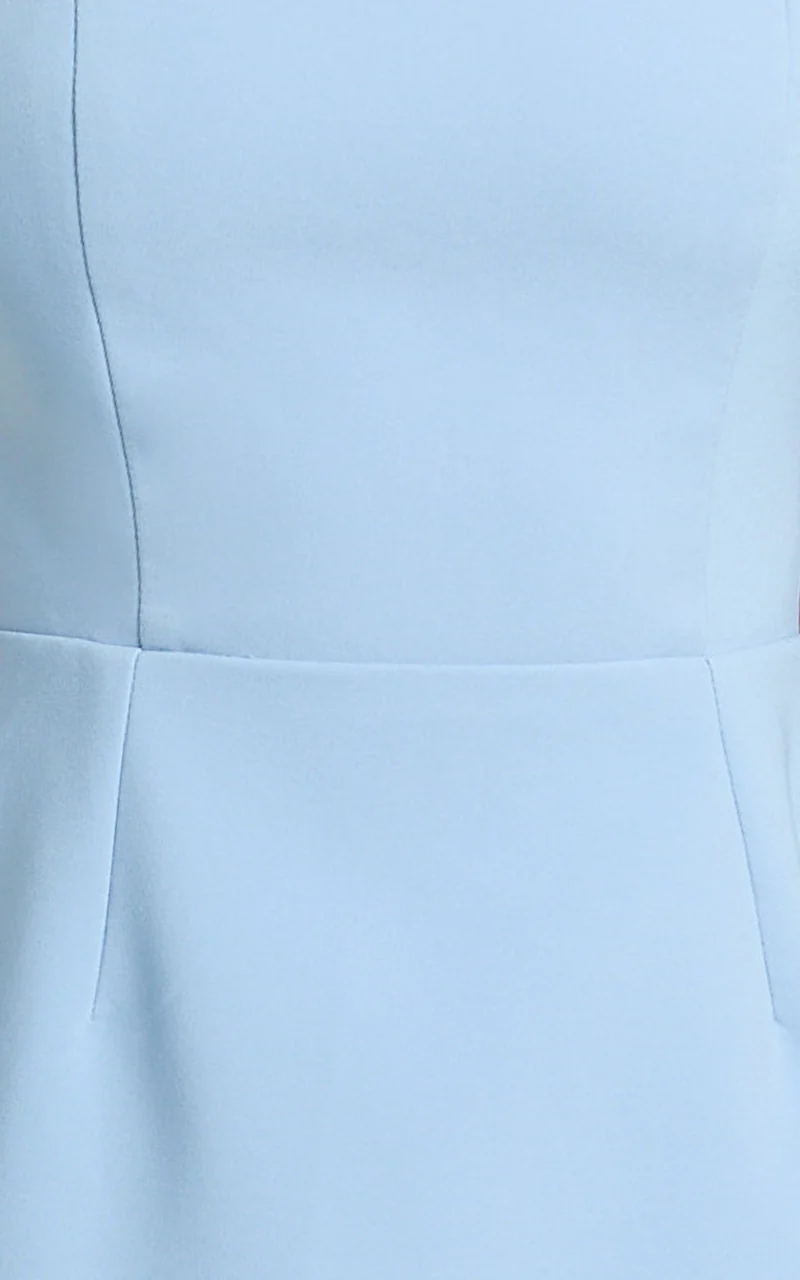 Yuna Mini Dress - Cap Sleeve Open Back Fit And Flare Tulip Dress in Blue