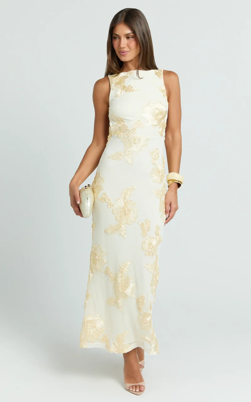 Freya Midi Dress - Boat Neck Backless Dress in Yellow