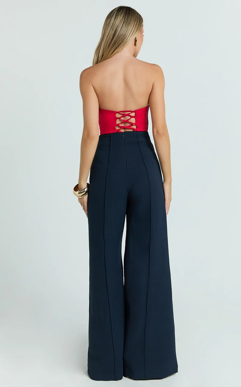 Brigitte Bodysuit - Sweetheart Paneled Bodysuit in Red