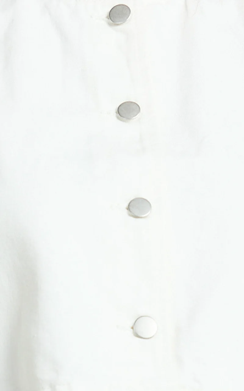 Nathan Top - Button Down Denim Shell Top in White