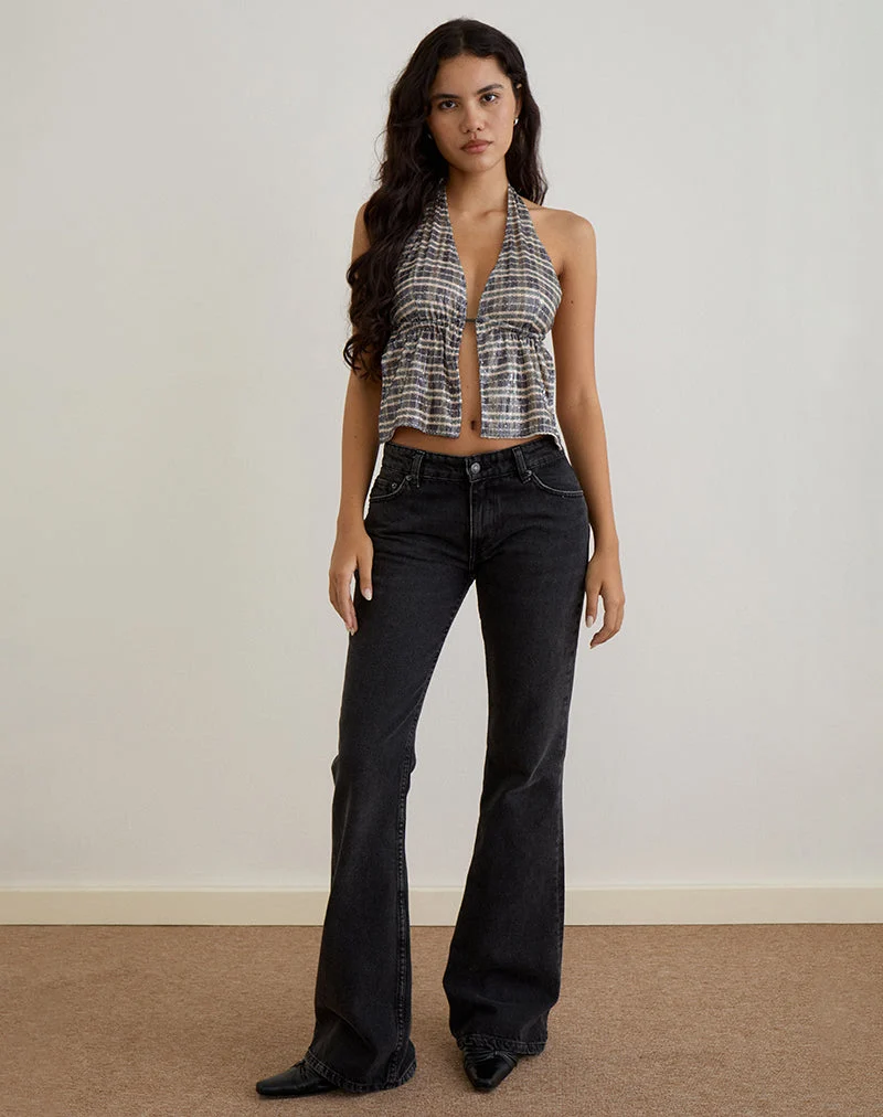 Ramilo Top in Sequin Vintage Check Brown