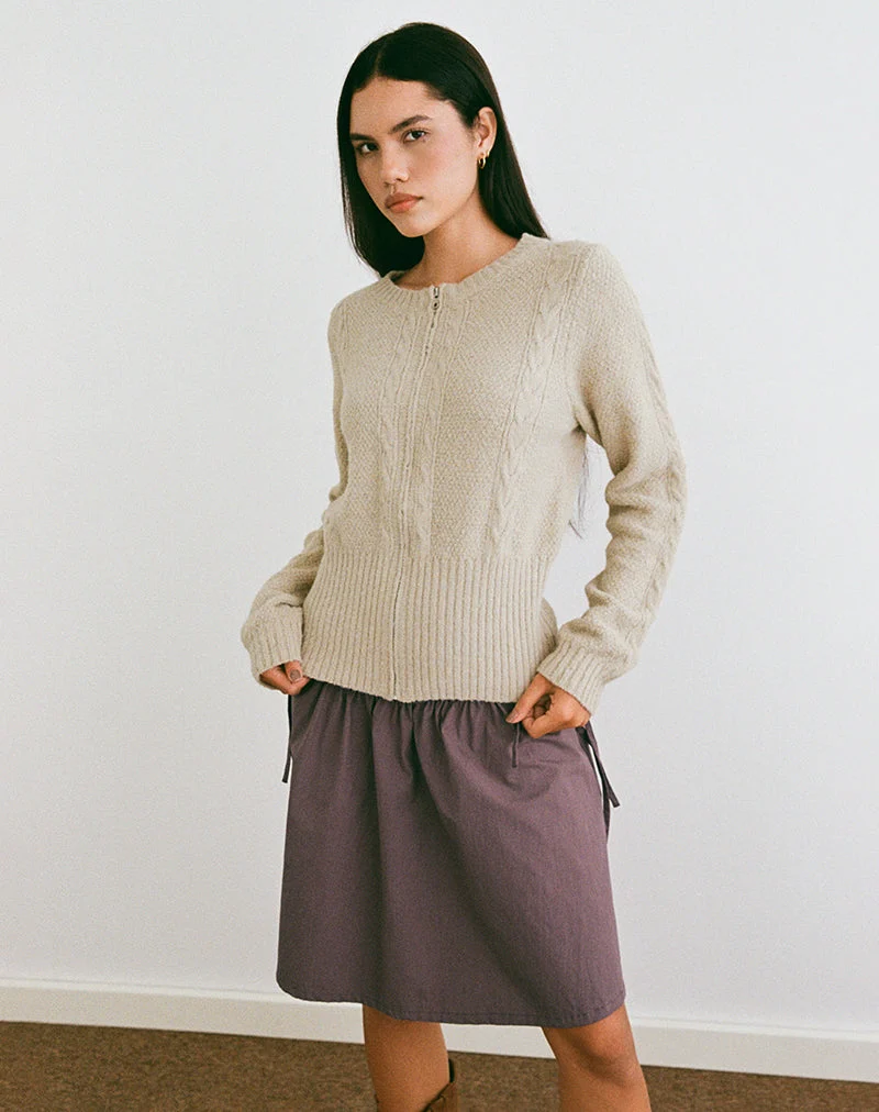 Cardigan Anitra en maille torsadée beige
