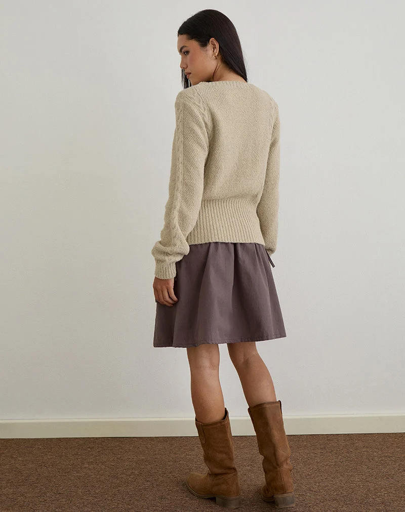 Cardigan Anitra en maille torsadée beige