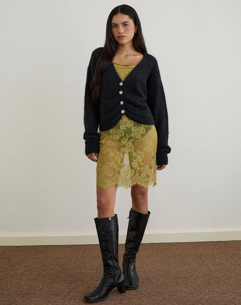 Jiyo Cardigan froncé en tricot noir