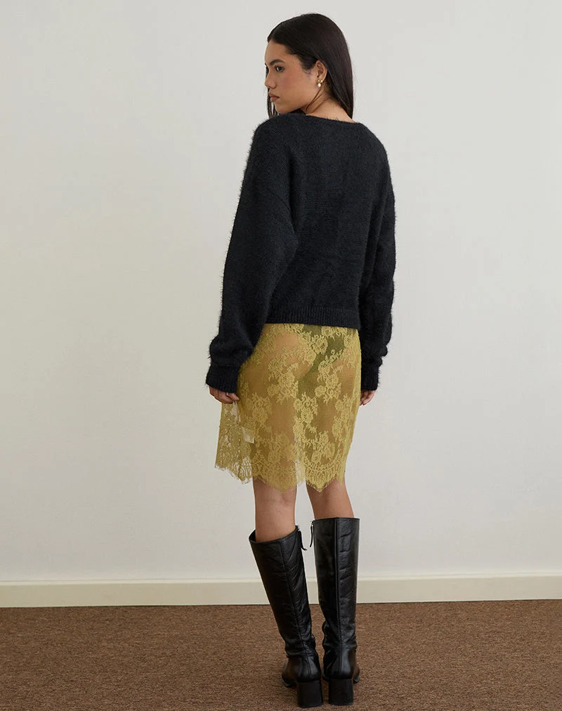 Jiyo Cardigan froncé en tricot noir