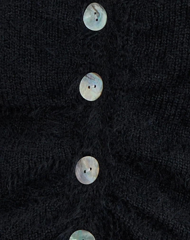 Jiyo Cardigan froncé en tricot noir