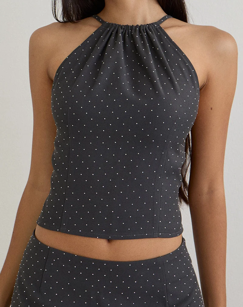 Isado Open Back Top in Diamante Grey