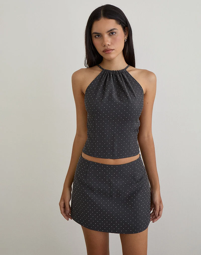 Isado Open Back Top in Diamante Grey