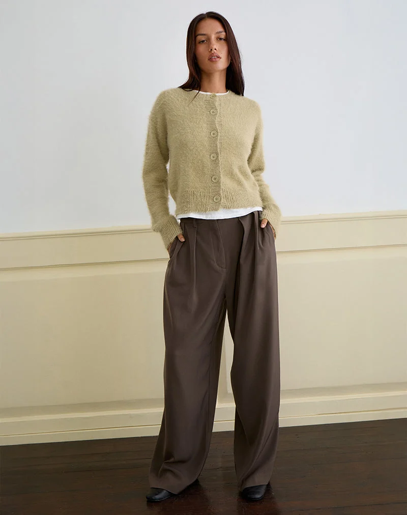 Cardigan Audrina en maille duveteuse Sage