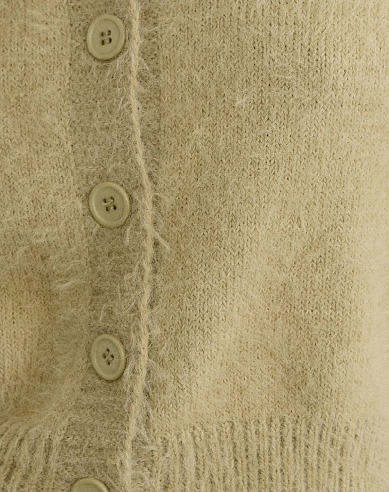 Cardigan Audrina en maille duveteuse Sage