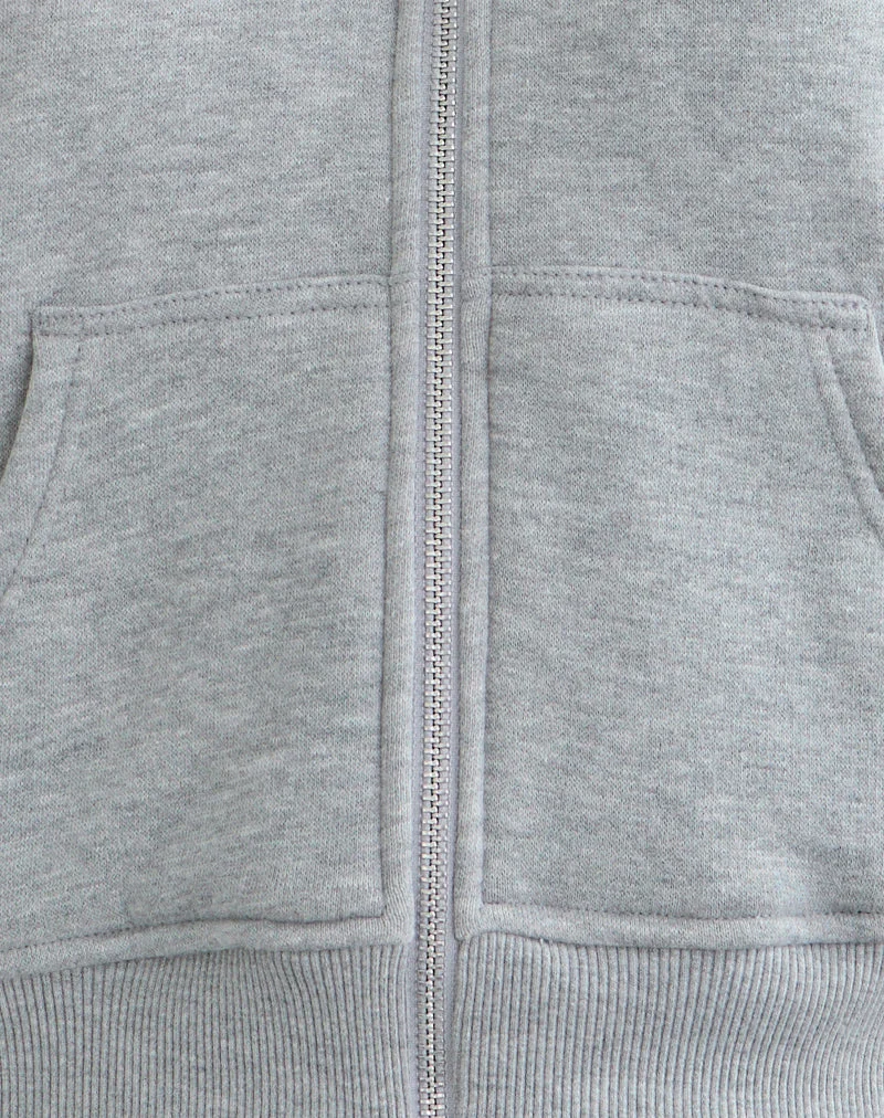 Sweat à capuche zippé à manches courtes Galia en gris marron