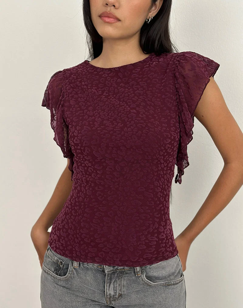 Top Harsya en Flock Mini Leopard Plum
