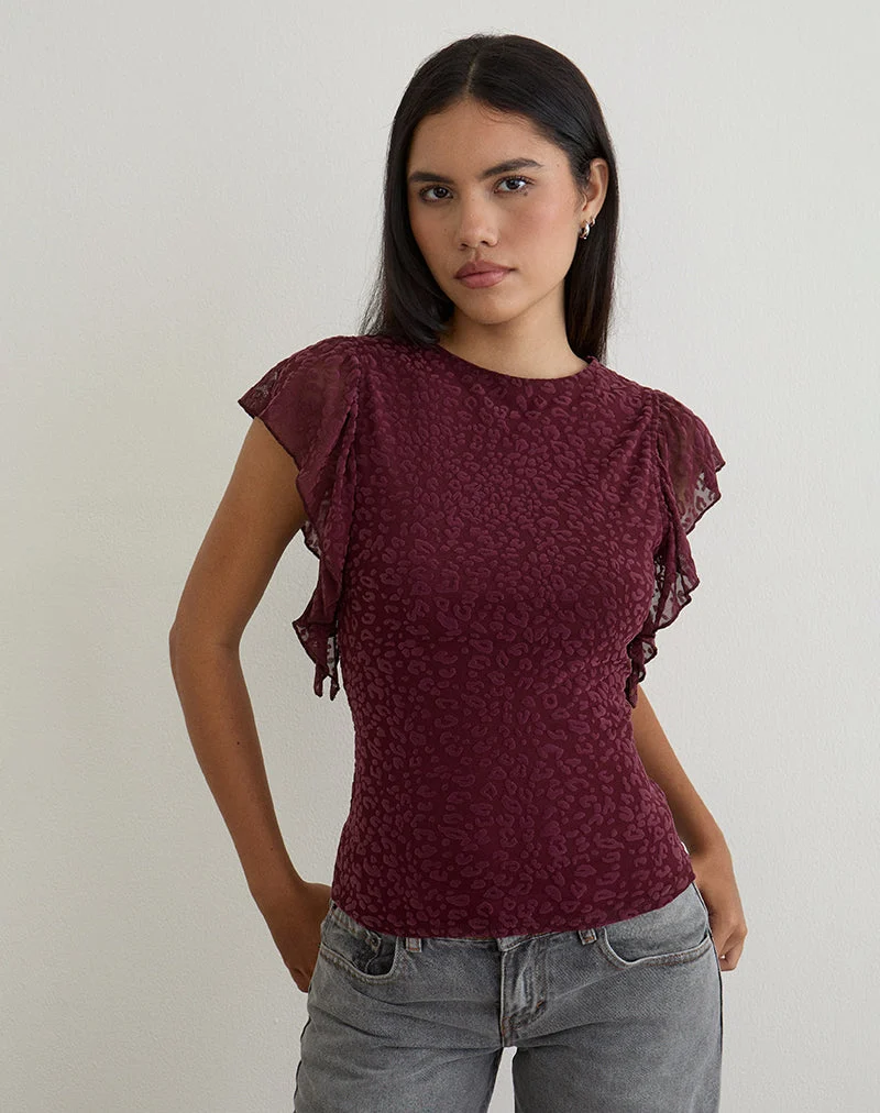 Top Harsya en Flock Mini Leopard Plum