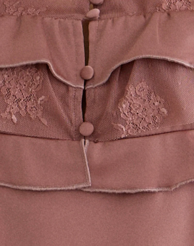 Venaro Double Layer Top in Satin Dusty Pink