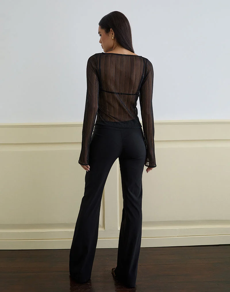 Top Saezuru en mousseline Plisse Shimmer Black