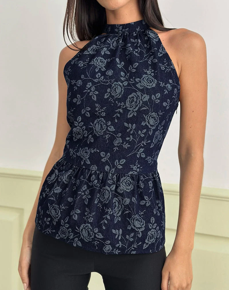 Top Obrix en chambray Indigo Rose