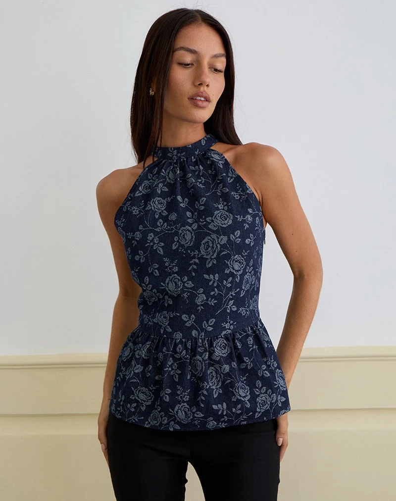 Top Obrix en chambray Indigo Rose