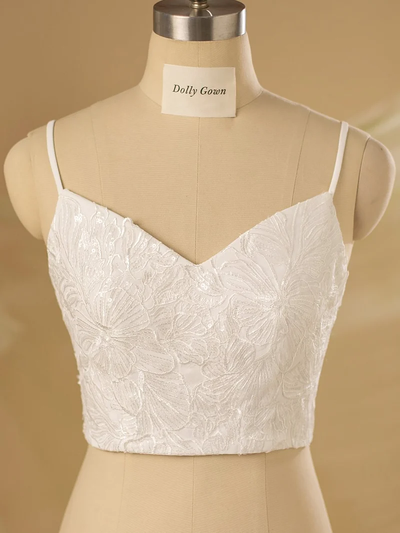 Haut de mariée en dentelle à bretelles spaghetti Tifffanie