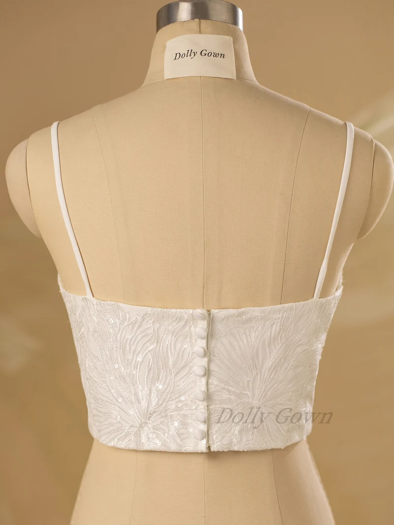 Haut de mariée en dentelle à bretelles spaghetti Tifffanie
