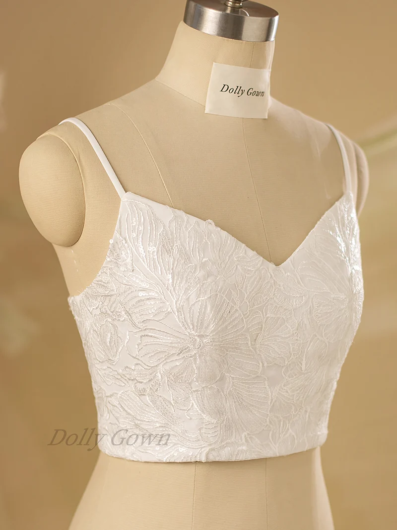 Haut de mariée en dentelle à bretelles spaghetti Tifffanie
