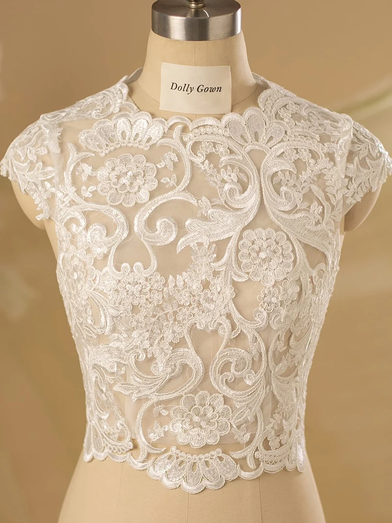 Haut de robe de mariée en dentelle à col haut Ingrid