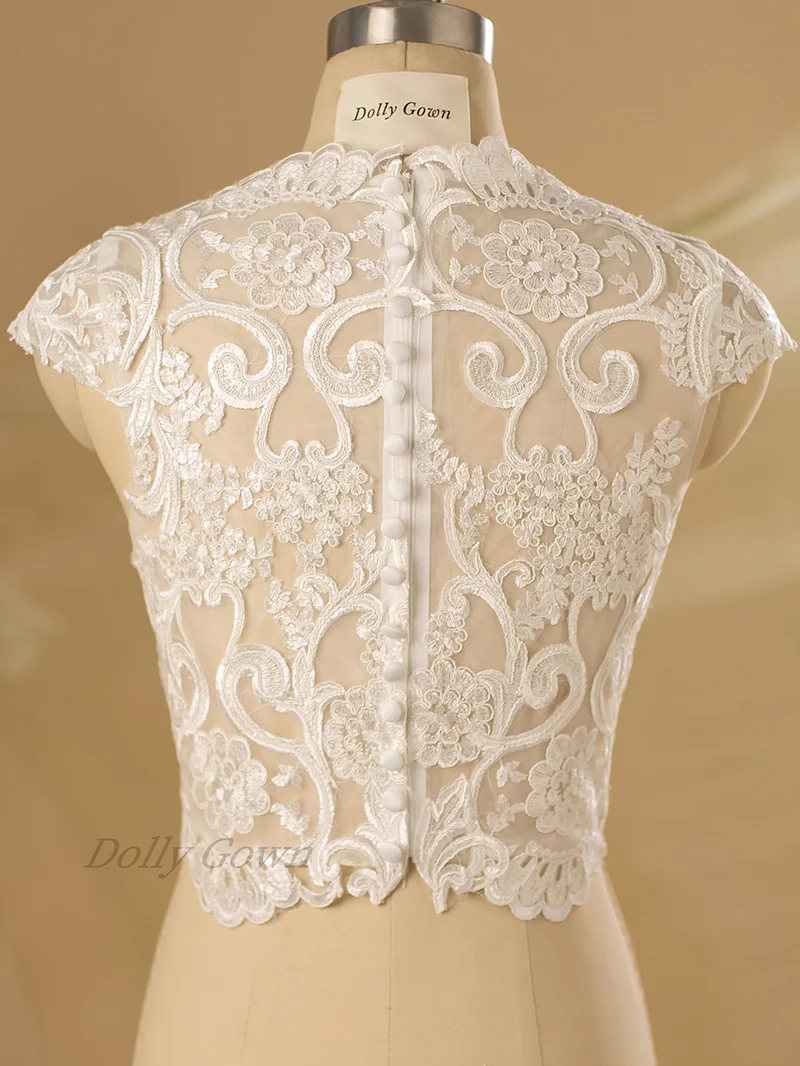 Haut de robe de mariée en dentelle à col haut Ingrid