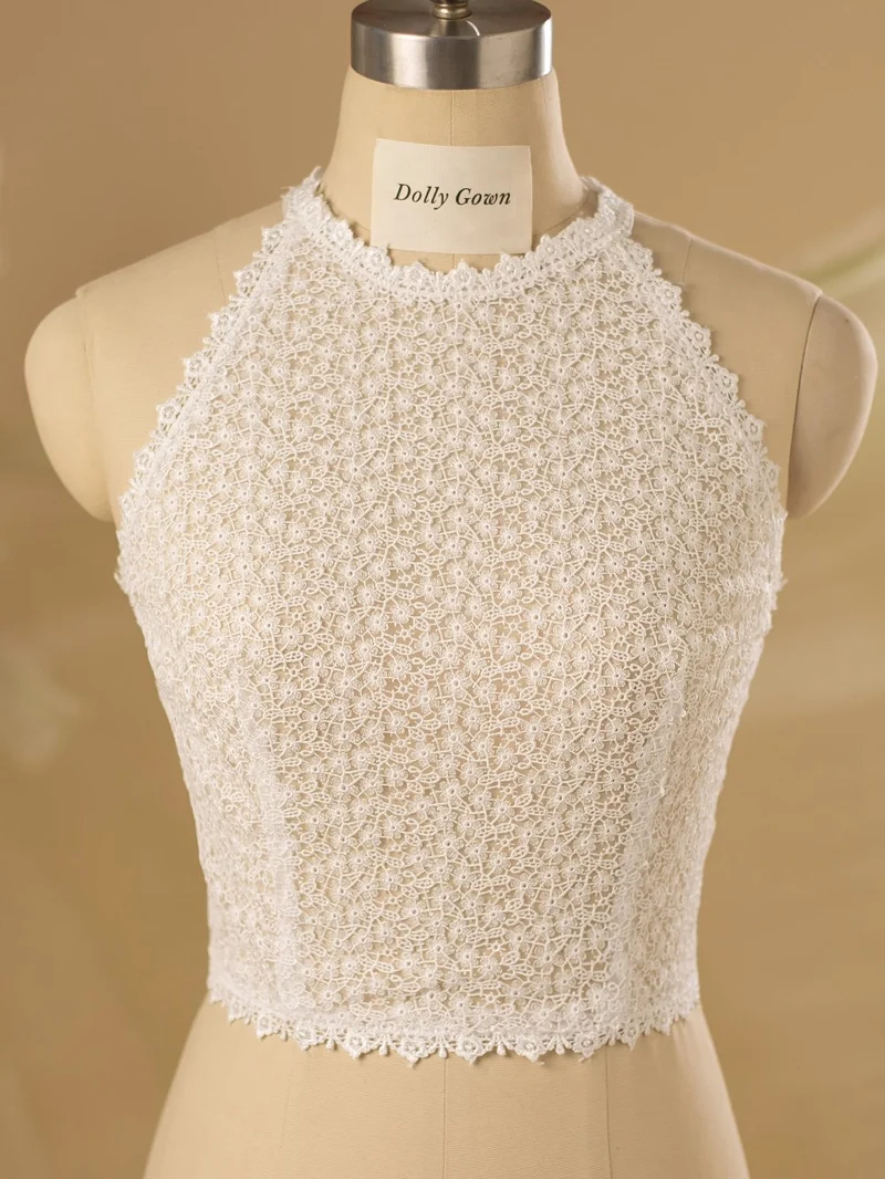 Haut de mariée en dentelle à col licou Johan