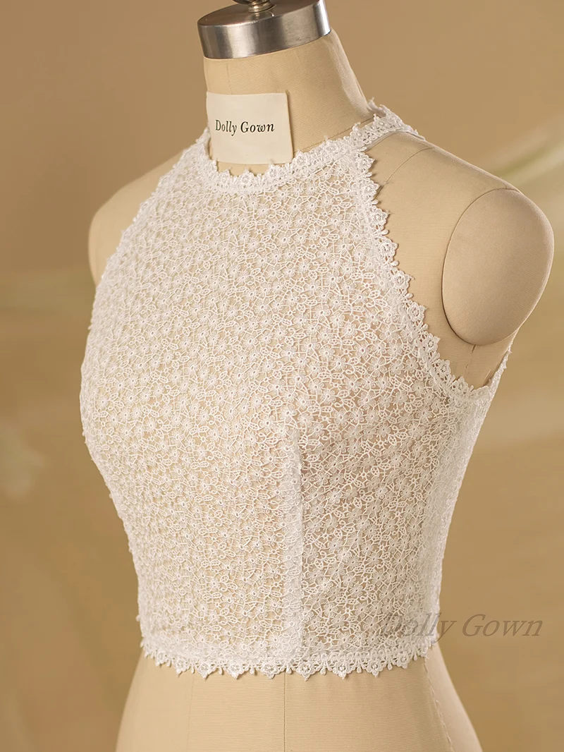 Haut de mariée en dentelle à col licou Johan