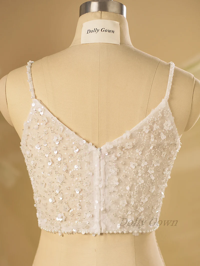 Surmatelas à paillettes florales pour robe de mariée Lakyla