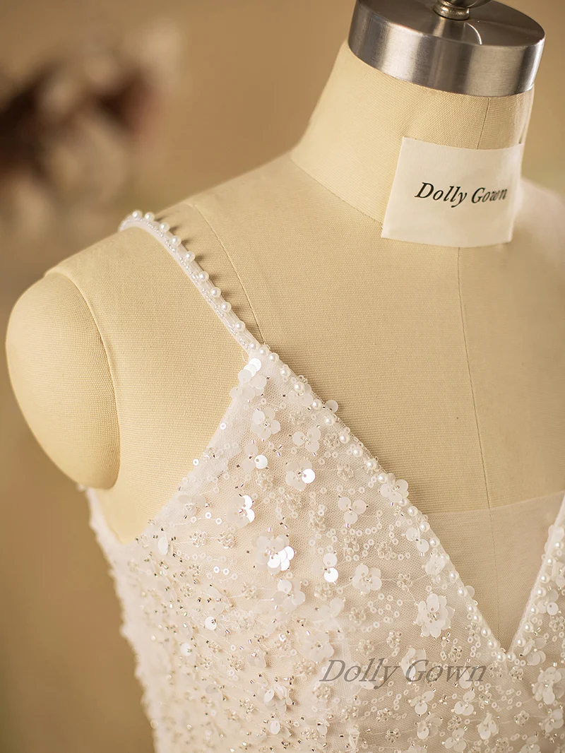 Surmatelas à paillettes florales pour robe de mariée Lakyla