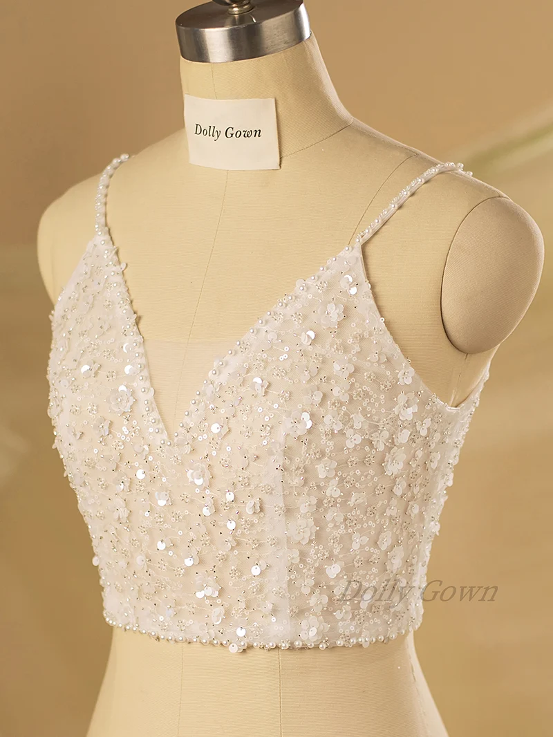 Surmatelas à paillettes florales pour robe de mariée Lakyla