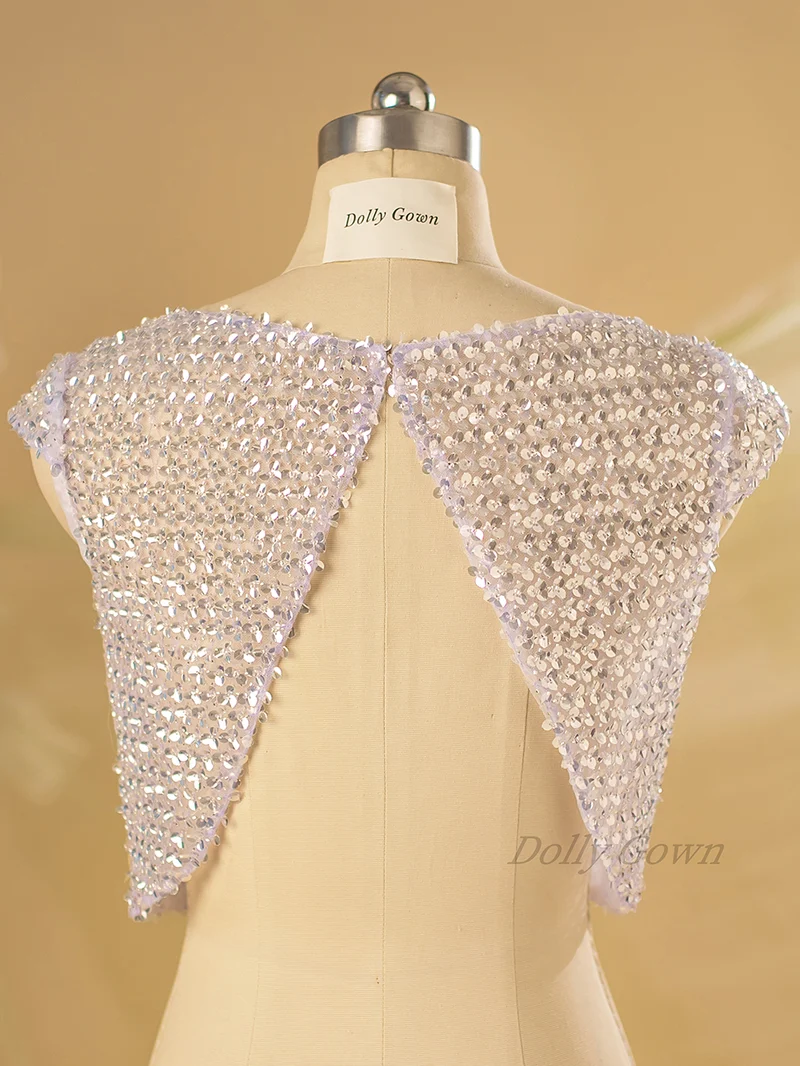 Haut de mariée à manches courtes et dos ouvert Cari Sparkle