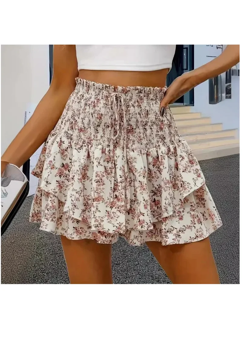 Jupe Short Courte a Volants Bohème