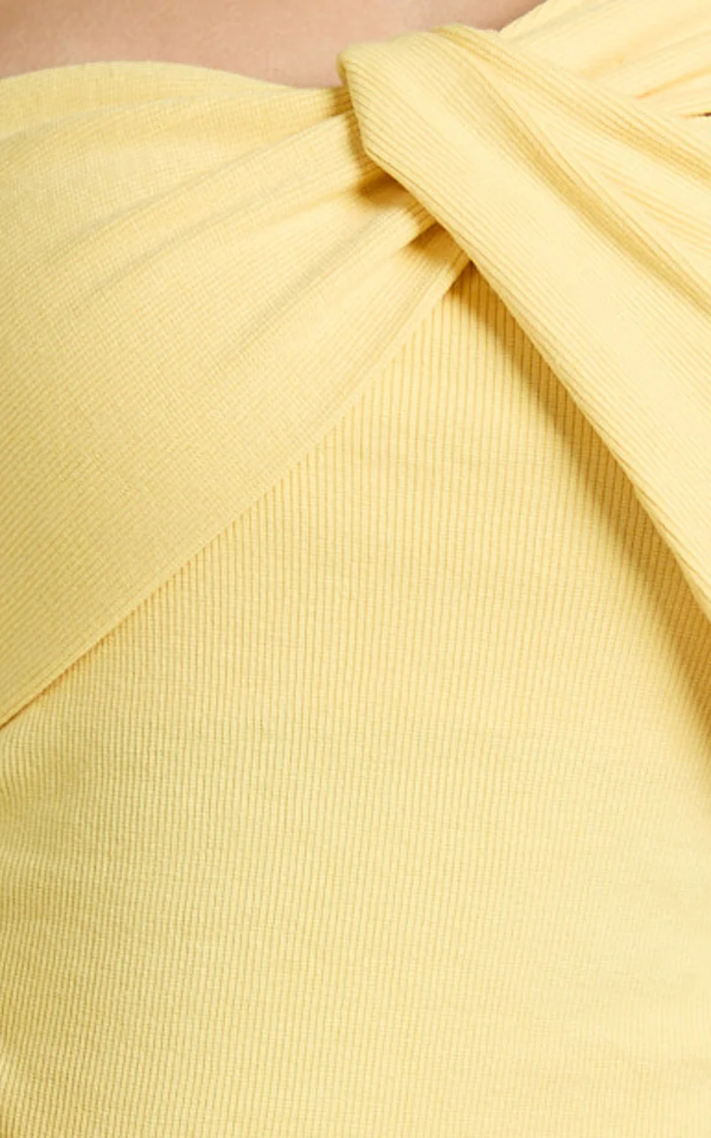Maura Top - One Shoulder Twist Top in Lemon