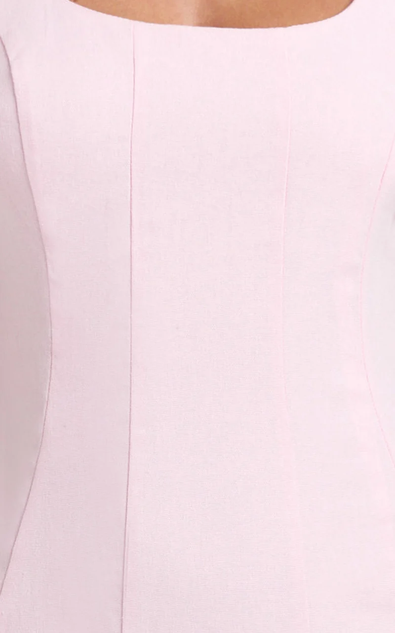 Thalia Mini Dress - Scoop Neck Ruffle Hem Dress in Baby Pink