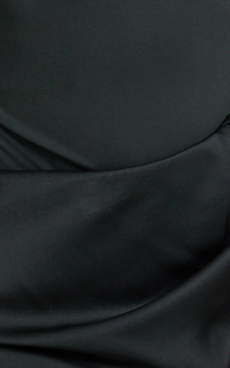 Pepper Maxi Dress - High Neck Bodysuit with Draped Skirt in Black