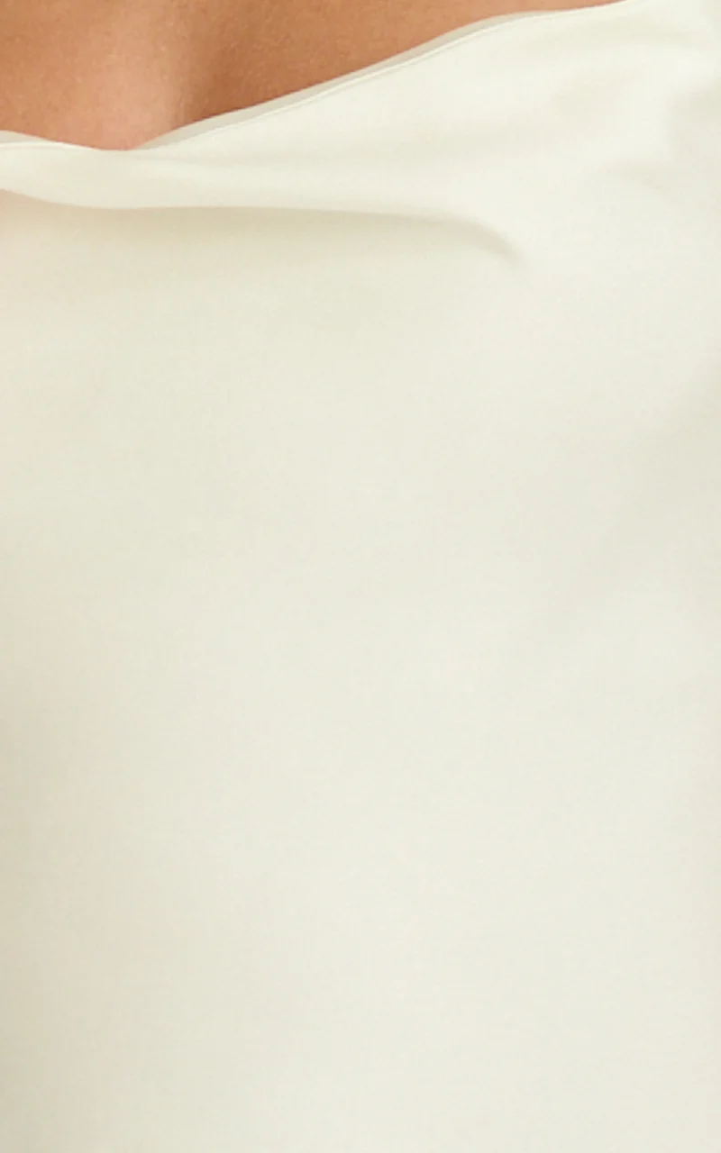 Flynn Maxi Dress - Asymmetric Neck Sheer Skirt Dress in Ivory
