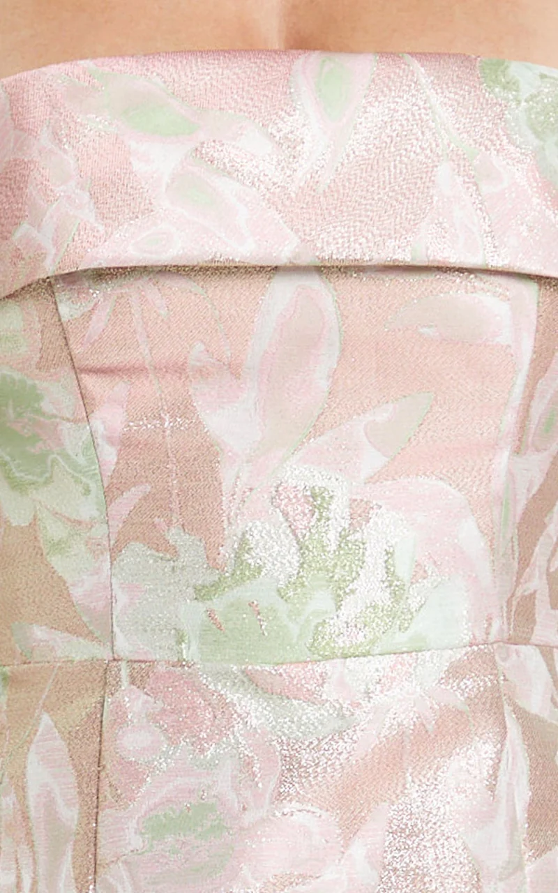 Lawrence Mini Dress - Jacquard Folded Strapless Dress in Pink