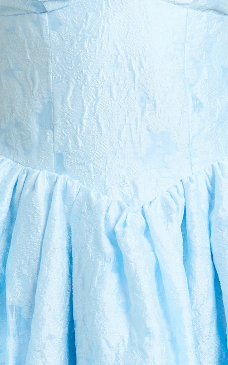 Posie Midi Dress - Jacquard Fit And Flare Dress in Blue