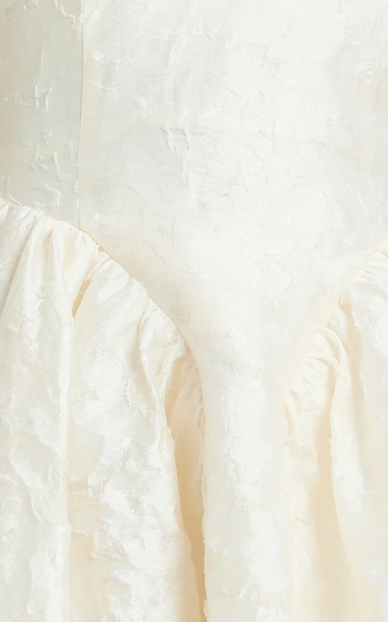 Posie Mini Dress - Plunge Fit And Flare Dress in Cream