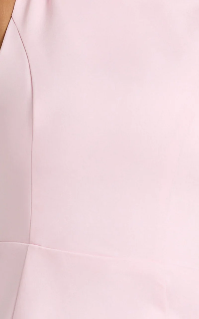 Windsor Mini Dress - Boatneck A-Line Skirt Back Bow Dress in Pale Pink