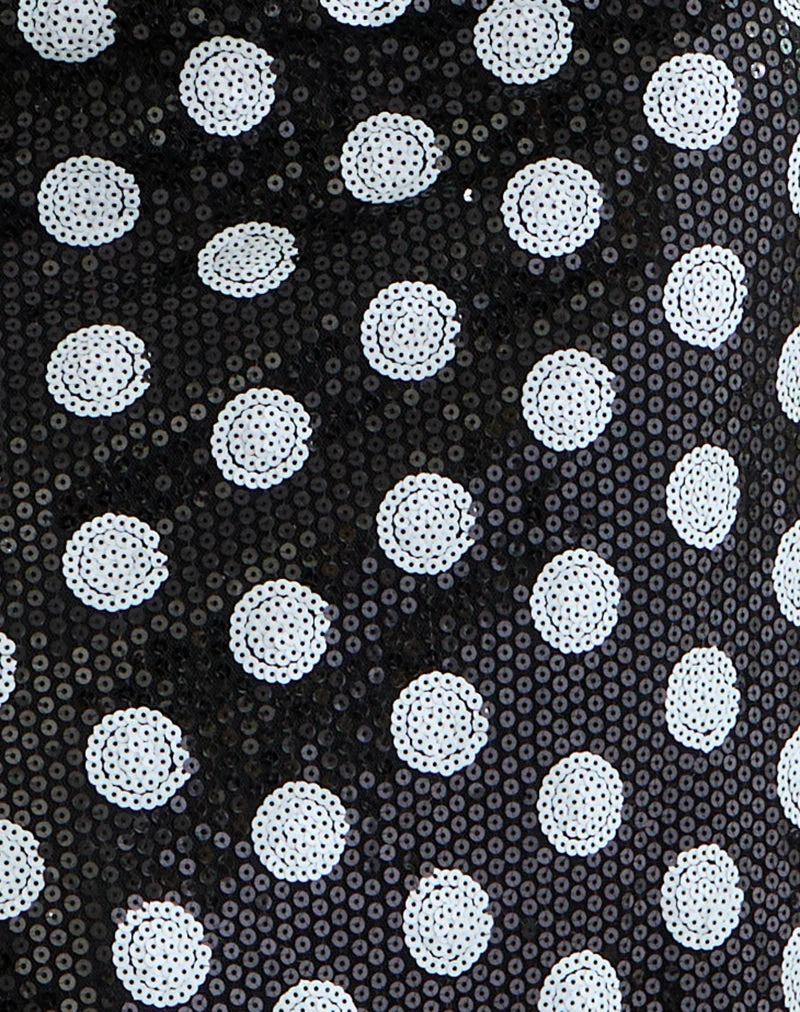 Kavivi - Jupe midi monochrome à paillettes polka