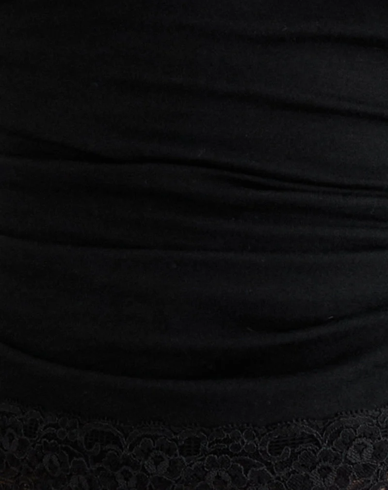Gomira Long Sleeve Top in Black with Lace Trim