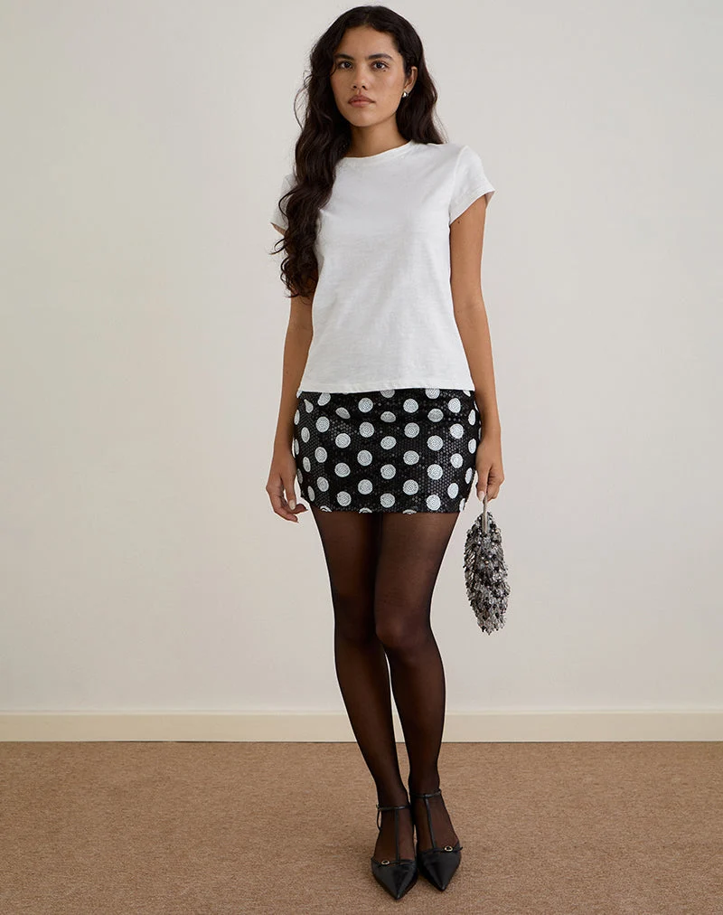 Jupe Gaera, monochrome à paillettes polka
