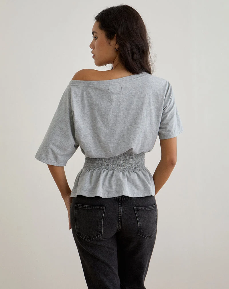 Domani Off the Shoulder Top in Grey Marl (Top à épaules dénudées)