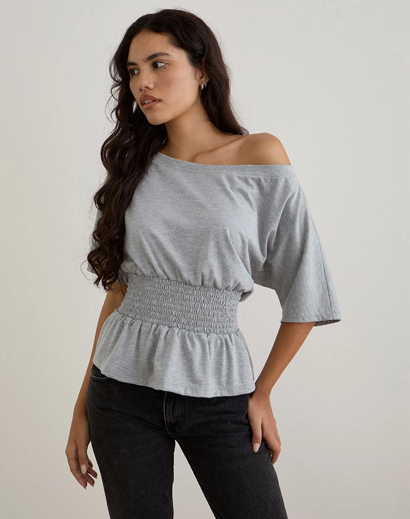 Domani Off the Shoulder Top in Grey Marl (Top à épaules dénudées)